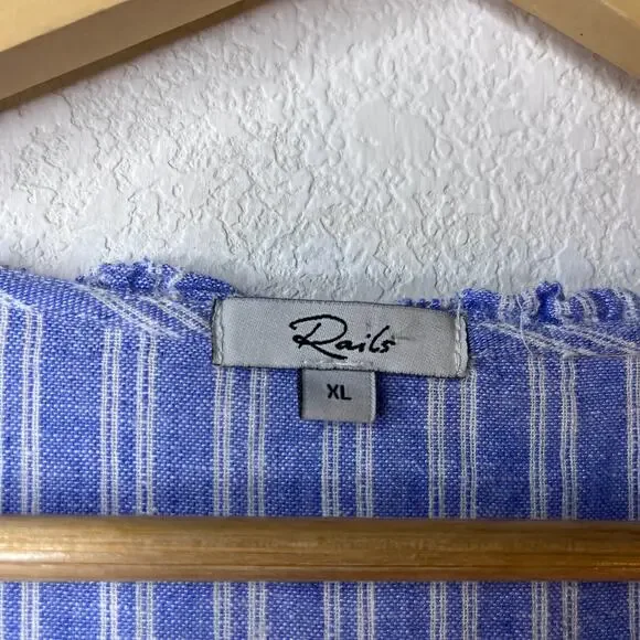 Rails Everly Ludlow Stripe Linen Blend Long Sleeve Mini Dress - Picture 4 of 11